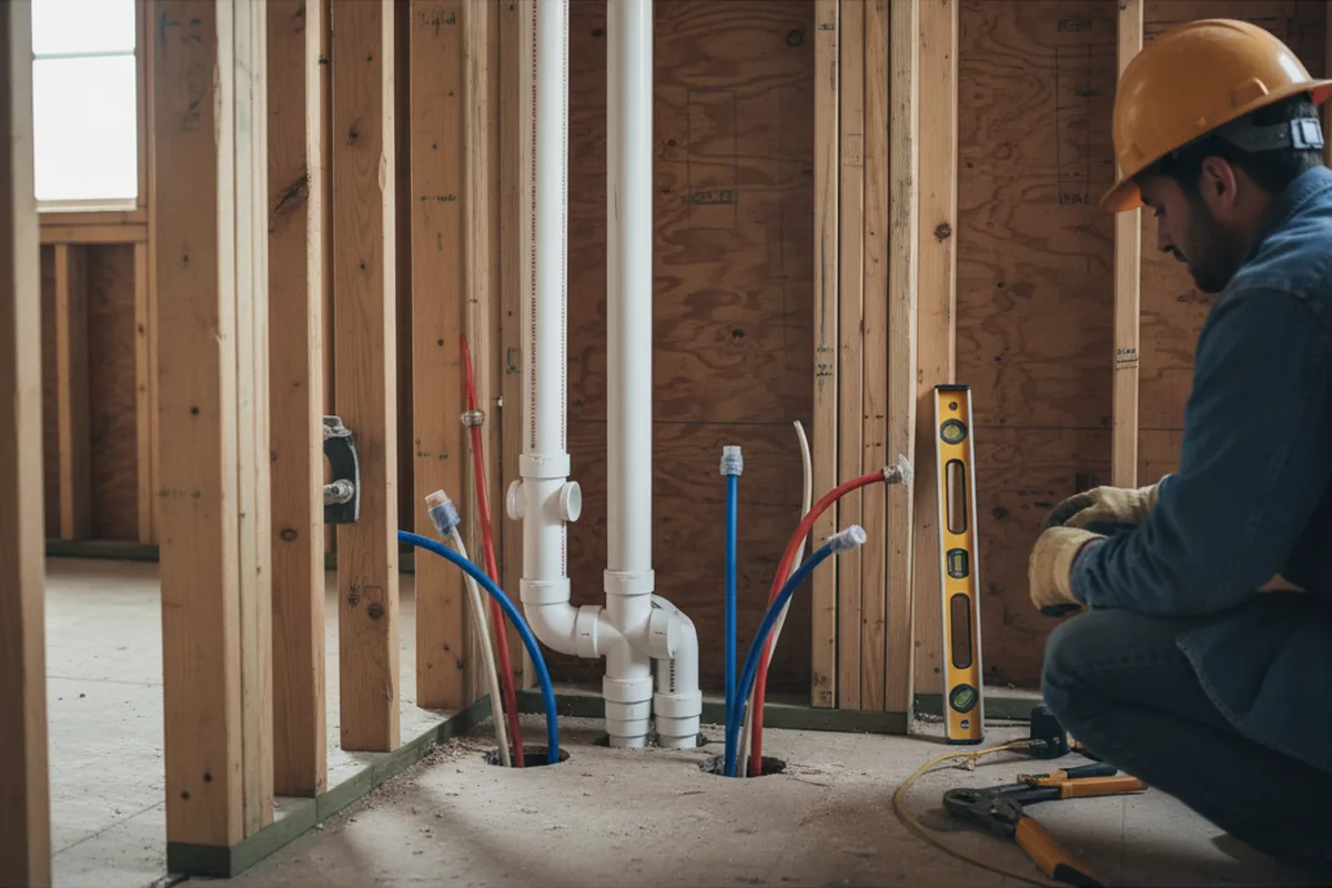 Drain and supply rough-in during Leak Detection in Freedom